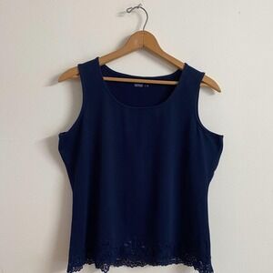 Coldwater Creek Navy Lace Tank Top Blouse size 1X Academia Spring Cottage